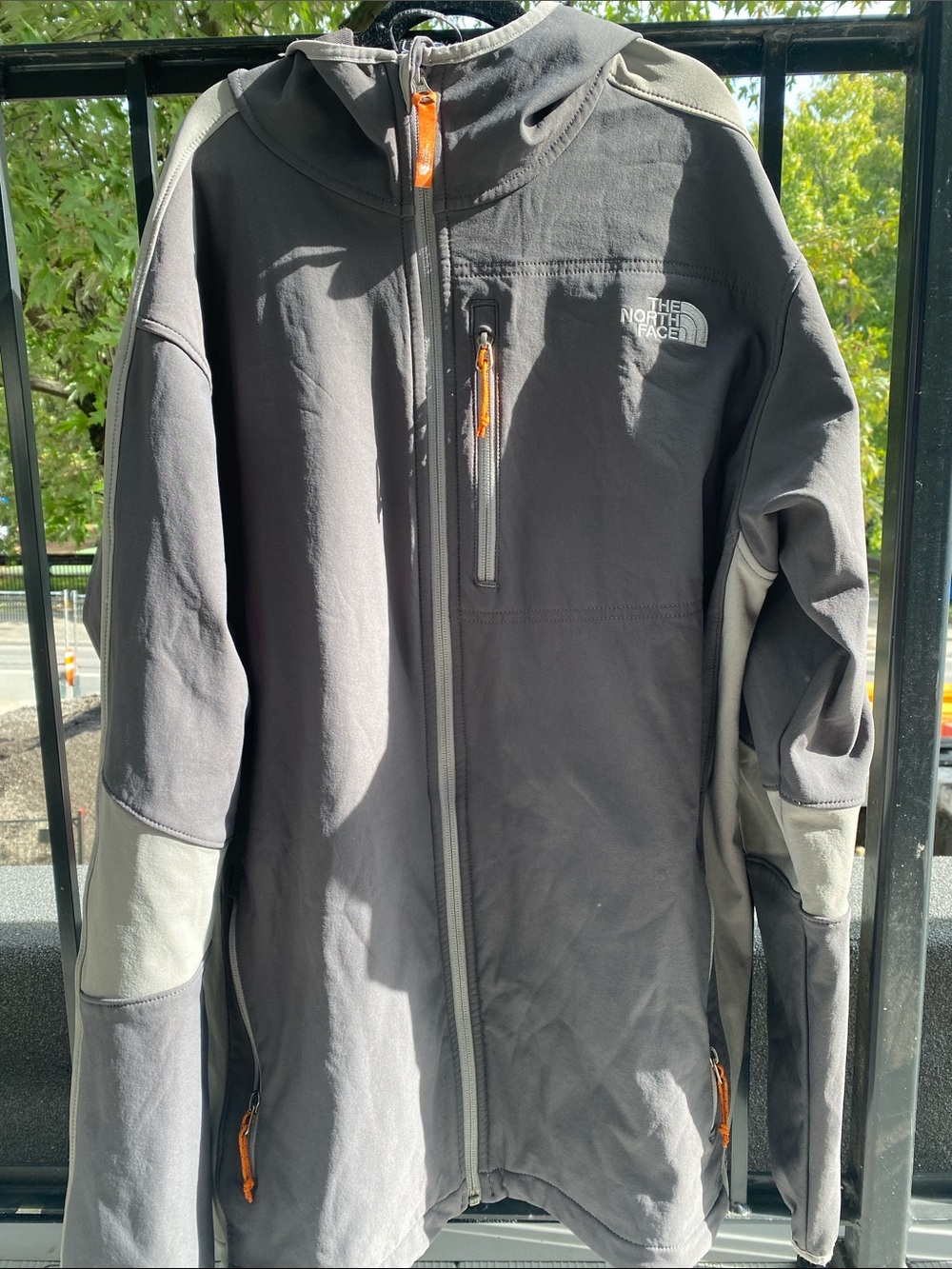 The North Face Men’s Charcoal and Light Gray Hooded Performance Jacket
